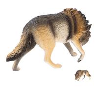 TOYANDONA Lifelike North American Brown Wolf Statue Solid Abs Wildlife Animal Figurine Standing Desktop Decor Educational for Boys Cognitive Learning Home Ornament