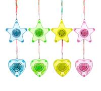 TOYANDONA Light Up Necklaces for Kids - 8 Pcs Led Heart & Star Shape Glow Necklaces with Cord Glow in The Dark Shining Pendants, Colorful Sparkle Light Up Toys for Christmas, Wedding, Party Favors