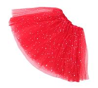 TOYANDONA Light Up Tutu Skirts for Women: LED Light Up Red Tutu Adult - Elastic Ballet Dance Tulle Skirt with Sequins Stars for Ballet Dance Festival Stage, Halloween, Carnival Party Costume