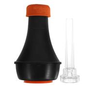 TOYANDONA Lightweight Abs Mini Trumpet Mute Set with Straight Mouthpiece, Noise Reducer Silencer for Practice and Performance, Musical Instrument Accessory in Orange and Black