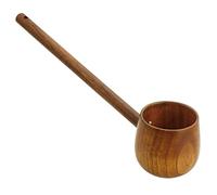 TOYANDONA Long Handle Wooden Water Ladle for Kitchen and Garden Use Lightweight Wood Scoop for Transferring Liquids and Dry Goods Practical Household Wine and Tea Serving Tool