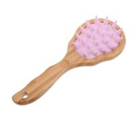 TOYANDONA Long Handled Wooden Scalp Massager Brush with Soft Silicone Bristles for Hair and Scalp Care, Promotes Circulation and Prevents Dandruff Buildup, for Shower Use