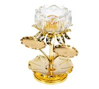 TOYANDONA Lotus Flower Glass Candle Holder with Petal Design Decorative Table Candlestick for Dining Living Patio and Temple Home Ornament