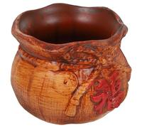 TOYANDONA Luck Bag Ceramic Planting Pot Premium Texture Brown Indoor Flowerpot for Money Tree Desk Decoration for Study Room