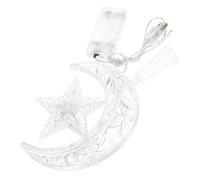 TOYANDONA Luminous LED Christmas Tree Topper Star and Moon Warm White Plastic Xmas Tree Decoration Non-Flashing Battery Operated Festive Holiday Ornament