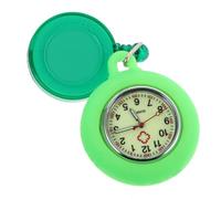 TOYANDONA Luminous Nurse Pocket Watch with Quartz Movement Silicone Case Retractable Clip for Doctors and Students Portable Medical Hanging Watch Green