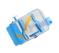 TOYANDONA Luxury Three Layer Villa Cage for Small Pets Portable Hamster House with Running Wheel Leakproof Water Bottle Eco Friendly Plastic Wear Resistant Durable Light Blue Chinchilla Home