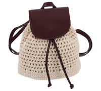 TOYANDONA Macrame Bag Woven Backpack for Women Boho Style Polyester PU Hollow Knit Design Multifunctional Small Backpack Purse for Travel and School