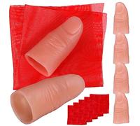 TOYANDONA Magician Props Fake Finger Cots with Red Silk Scarves for Stage Performance Tricks Realistic Finger Tips Set