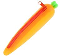 TOYANDONA Magnetic Pencil Case Carrot Shape Adorable Pencil Pouch for Students Portable Lightweight Silicone Cute Cartoon Pen Holder and School Stationery Case in Orange
