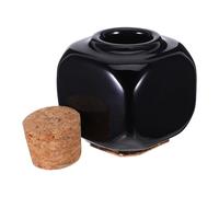 TOYANDONA Manicure Liquid Bottle Nail Ceramic with Wooden Cork, Reusable Black Medicine Cup for Finger Nail Care and Travel Use