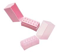 TOYANDONA Manicure Polishing Heads Organizer 2pcs Nail Drill Bit Storage Box 12-hole Folding Grinding Head Holder for Nail Art Salon and Home Use, Pink and Pink
