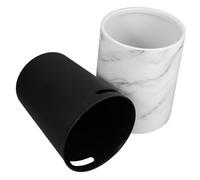 TOYANDONA Marble Pattern Plastic Garbage Bin Large Open Top Trash Can for Kitchen Bathroom Bedroom Office Stylish Wastebasket with Modern Marbling Design