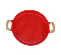 TOYANDONA Matte Red Ceramic Dessert Plate Nordic Style with Dual Ears Multipurpose Fruit and Salad Dish for Kitchen Easy-Clean Stylish Cooking and Serving Bowl