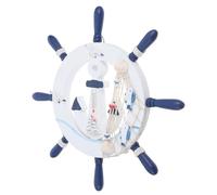 TOYANDONA Mediterranean Style Hanging Decoration Rudder Wall Hanging Decor Wooden Creative Design Blue White Not Easily Break Beautiful Unique Piece Art Atmosphere Gift for Living Room