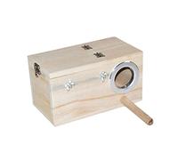 TOYANDONA Medium Bird Nesting Organizer with Clear View Window Random Left Right Openings Durable Wooden Bird House for Parrots and Songbirds
