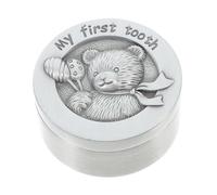 TOYANDONA Metal Infant Tooth Keepsake Box Baby Tooth Storage Container for Boys and Girls Newborn Commemorative Holder in Antique Tin Color