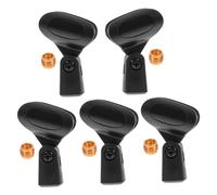 TOYANDONA Microphone Holder Clips Musical Instrument Accessory Plastic and Copper 5 Sets Black Mic Stand Clip for Practical and Sturdy Universal Dynamic Vocal Microphone