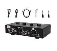 TOYANDONA Microphone Mixer Plastic and Metal with Reverb Effects, Dual Channel, Dual Mic Inputs, Black USB Cable and Cables Set for Singing, Karaoke and Podcast