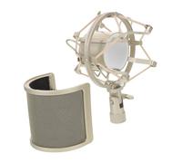 TOYANDONA Microphone Pop Filter Kit -shaped Windshield and Shockproof Mount Stand High-density Sound Isolation Shield for Vocal Recording Compatible with Various Microphones for Studio and