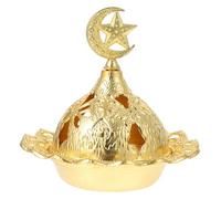 TOYANDONA Middle Eastern Style Decorative Desktop Incense Burner Gold Hollow Mini Aroma Stove for Aromatherapy and Meditation Fireproof Censer Ornament for Office Bedroom Study Sauna