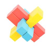 TOYANDONA Ming Lock Wooden Assembling Educational Brain Teaser Cube Puzzle for Adults Develop Logical Thinking Eye-hand Coordination Color Recognition and Creativity