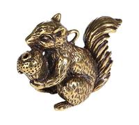 TOYANDONA Mini Brass Squirrel Incense Holder and Keychain Charm, Solid Brass Desktop Decor Figurine for Indoor Home Decoration