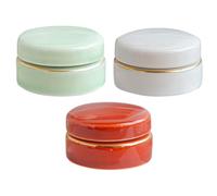 TOYANDONA Mini Ceramic Cosmetic Jars Lipstick Pots 3pcs with Good Sealing Performance Lightweight Refillable Random Color for Travel and Daily Life Storage