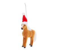 TOYANDONA Mini Christmas Horse Hanging Ornament for Tree Decor Safe Material with Rope Brown Realistic Pendant for Home Wreaths Garlands Windows Fireplace Decoration Random Color