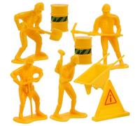 TOYANDONA Mini Construction Worker Figures Set, Realistic Worker Model Statues for Boys Baking Cake Decoration, Construction Scene Layout Prop, 8pcs Mixed Color Set for Birthday Party