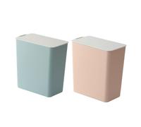 TOYANDONA Mini Desktop Plastic Trash Can with Lid Small Table Garbage Bin for Office and Bedroom Space-saving Recyclable Waste Container in Pink Material for Rubbish and Small Item Storage