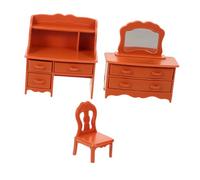 TOYANDONA Mini Dresser Table with Mirror Stool Realistic Dollhouse Vanity Model for Bedroom Decor Sturdy Construction for Creative Play and Collectors