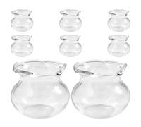 TOYANDONA Mini Fish Tank 8-Pack 1-Inch Clear Miniature Glass Fish Bowls for Dollhouse Diy Craft Supplies and Tiny House Decoration