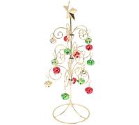 TOYANDONA Mini Iron Christmas Tree 28Cm Desktop Xmas Ornament with Bell Decoration Red Green Gold Metal Holiday Tabletop Tree for Home Seasonal Décor
