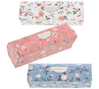 TOYANDONA Mini Lipstick Storage Box with Mirror and Floral Pattern 3Pcs Compact Makeup Organizer Cases for Travel and Everyday Use, 3.4X8.7 Inches, Great for Cosmetic Kits and Giving