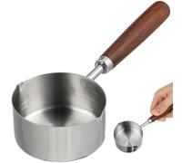 TOYANDONA Mini Oil Pouring Pot, Non Stick Sauce Pan Pour Spout, Small Stainless Steel Pan Long Handle for Heating Oil and Sauces at Home