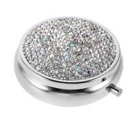 TOYANDONA Mini Rhinestone Portable Metal Pill Organizer with Compartments - Small Medicine Storage Box for Daily Vitamins and Pills, Pocket-Sized Medicine Holder for Travel and Purse