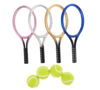 TOYANDONA Mini Tennis Keychain Set with Racket and Ball Charms Durable Flocking Materials Portable Sports Accessory for DIY Jewelry Party Favors Dollhouse Decoration