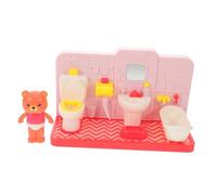 TOYANDONA Miniature Bathroom Furniture for Cute Bear Toilet Pretend Play Potty Training Early Learning Interactive Restroom Playset for Social Skills and Hygiene Development