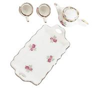 TOYANDONA Miniature Ceramic Tea Set for Toddlers Ceramic Teapot and Cups, 1:12 Scale Mini Play Tea Set for Children Pretend Play and Dollhouse Accessories