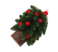 TOYANDONA Miniature Christmas Tree Tabletop Decor with Wooden Base Compact Portable Xmas Decoration for Office Home Party No Assembly Needed Small Holiday Artificial Tree for Desks and
