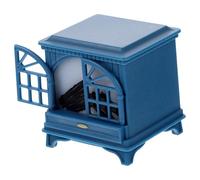 TOYANDONA Miniature Doll House Fireplace Model with Luminous Navy Blue Design, Tiny House Decor and Miniature Furniture Accessory for Dollhouse Christmas Decoration