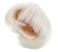 TOYANDONA Miniature Doll Wig for 17Cm Dolls, Short Straight High-Temperature Synthetic Fiber Bob Hairpiece in Cream White, Synthetic Hair Replacement for Styling and Pretend Play