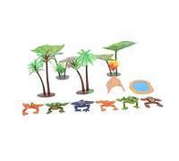 TOYANDONA Miniature Frogs Statue Set Micro Landscape Ornament Garden Decoration Compact Realistic Bright Colors for Balcony Table Display