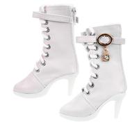 TOYANDONA Miniature High Heel Boots for Doll Tiny White Pointed Doll Dress Up Shoes Fashionable Replacement for Lottie