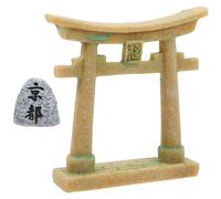 TOYANDONA Miniature Japanese Shinto Gate with Stone for Fish Tank Decoration Small Entrance Accessory for Zen Gardens Moss Bonsai and Miniature Scenes for Dioramas