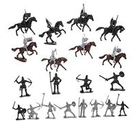 TOYANDONA Miniature Knight Figurines with Soldiers and Horse Models Weatherproof Tiny Soldier Statues for Sand Table Decoration Detailed Mini People Figures for Adults