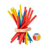 TOYANDONA Montessori Wooden Balance Stick Game for Colorful Puzzle with Dice for Strategic Thinking Hand Eye Coordination Reaction Training Fun Family Table Game for All Ages and Travel