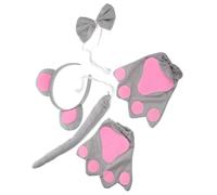 TOYANDONA Mouse Costume Set for Grey Ears Headband Tail Bow Tie and Gloves Cosplay Dress Up Accessories for Birthday Halloween and Festival Parties