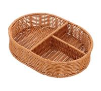 TOYANDONA Multi-functional Imitation Rattan Dry Fruit Tray with Compartments Compact Lightweight Snack Storage Basket for Kitchen Countertop and Desktop Home Organization